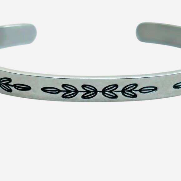 Bridesmaid Proposal Silver Tone Etched Thin Cuff Bracelet Couldn’t Say I Do - Picture 4 of 6